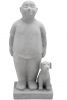 Figur Binh m. Hund - Zementgrau - 48 cm