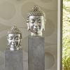 Buddha Kopf Karma - Silber - 74 cm